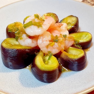 冷製茄子と海老の薬味タレ❗お飾り人気ウケ❗